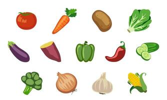 Vector Vegetables Tomato Carrot Potato Lettuce Eggplant Purple Potato Bell Pepper Red Pepper Cucumber Broccoli Onion Garlic Corn