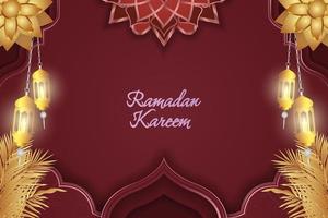 ramadan kareem islámico rojo y dorado de lujo vector