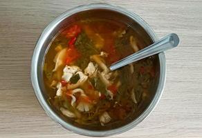 Tom Yum Chicken with Mushroom, Thai food photo