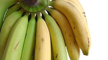 racimo de plátanos amarillos y verdes foto