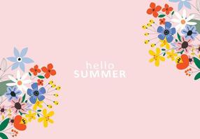 Flat floral summer background vector