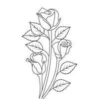 Sketch of a branch of beautiful roses on a white background for coloring page vector