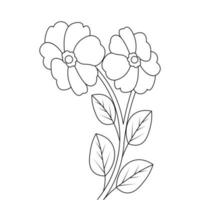 Flat Vector Illustration of Flowers coloring book page in Black and white abstract