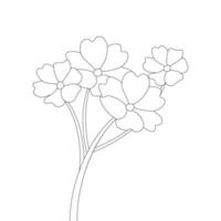 black and white outline flower vector illustration for a coloring book page