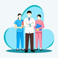 Collection of male and female doctor in different situation flat design vector