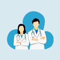 Male and female portrait medical doctor profile Flat design vector