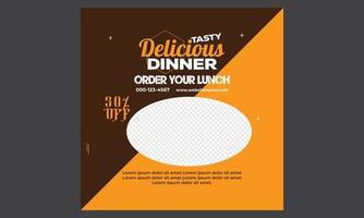 delicious dinner  food social media template post design.eps vector