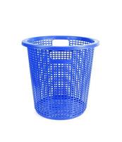 blue plastic basket isolated on white background photo