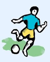 jugador de fútbol pateando el símbolo de la pelota vector