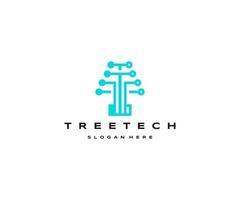 Tree tech logo icon design template vector