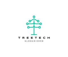 plantilla de diseño de icono de logotipo de tecnología de árbol vector