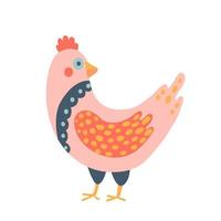 Modern tribal boho patterned smaller bird in Folk style inspired by northern mythology and fairy tales. Vector flat cartoon illustration isolated on white background.