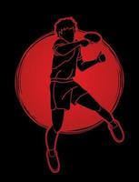 Silhouette Table Tennis Player Jumping vector