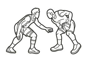 Outline Basketball Players Action vector