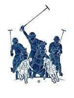 Group of Polo Horses Action vector