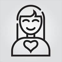 mujer sonriente aislada con icono de esquema de amor gráficos vectoriales escalables ilimitados vector