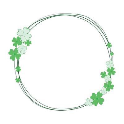 Vector - Simple border with green clover leaves on round line. Saint Patrick's day. Holiday. Copy space.