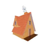 A fabulous log hut under a tiled roof, isolated on a white background. photo