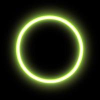 Circle green sign on dark. Glowing neon. photo