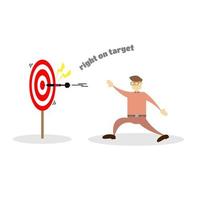 A male worker hits the mark in throwing darts. Right on target. Suitable for business illustration vector