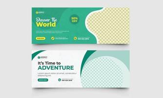 Travel agency vacation social media cover design or web banner template vector