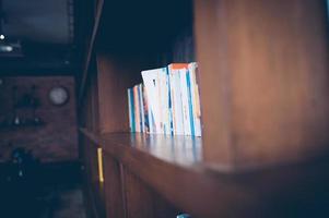 The library has many shelves. In the library with bookshelves. Educational Concepts photo