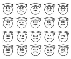 nervous student emoticons line art vector