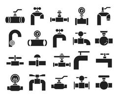 valve, gauge and faucet icons vector