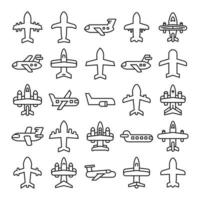 plane icons set line art vector