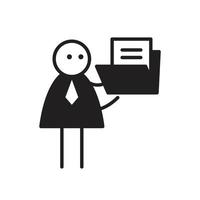 businessman stick figure holding folder vector