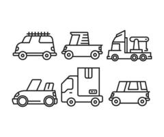 delivery truck, tow truck and car icons vector