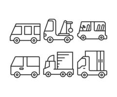 iconos de grúa, furgoneta y coche vector