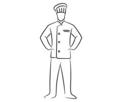 hand drawn standing chef character illustration vector