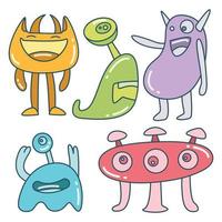 doodle monster characters illustration vector