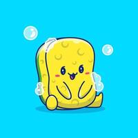 Cute Sponge With Bubble Cartoon Vector Icon Illustration.  People Medical Icon Concept Isolated Premium Vector. Flat  Cartoon Style