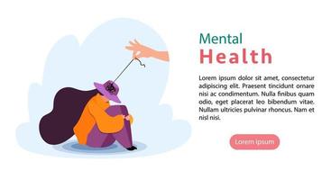 ilustración del concepto de atención de salud mental. plantilla de diseño web para ayuda médica, apoyo a la salud mental. desarrollo de sitios web y móviles. vector
