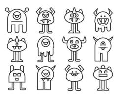 funny monsters line art vector