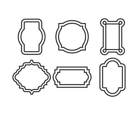 banner and label badge set line illustration