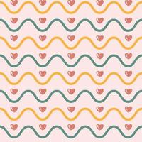 Seamless pattern of hearts and waves vector