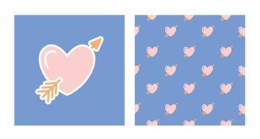 Set of main element and pattern from heart with cupid's arrow. For Valentine's day vector