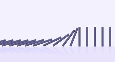 Domino effect business concept. Line in a row of falling board game blocks of dominoes flat style vector illustration.