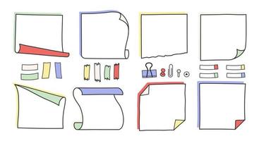 doodle notas de notas dibujadas a mano y recordatorios ilustración vectorial. vector