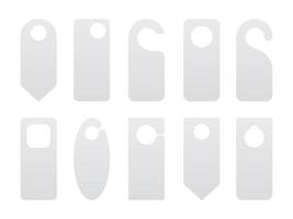 Hotel door hanger tags template icon signs set flat style design vector illustration.