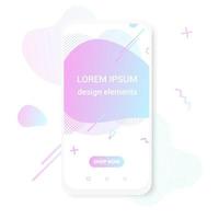 Modern vertical mobile liquid abstract shape gradient memphis style design fluid vector colorful illustration banner simple graphics for app, presentation, sale, brochure isolated on white background.