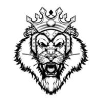 diseño de camiseta de personaje de ilustración de vector de cabeza de rey león