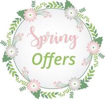 Spring offer background with flower wreath vector