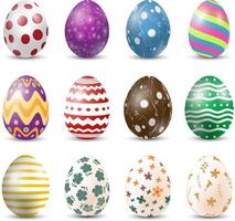 Set of Easter eggs on white background vector