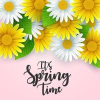 It's spring time background with beautiful flowers vector