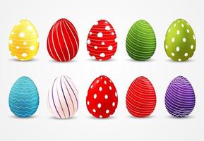 Set of easter eggs isolated on white background vector