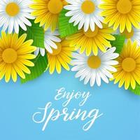 Enjoy spring background with beautiful flowers vector